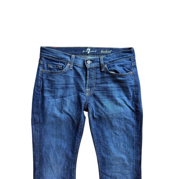 7 For All Mankind Jeans Womens W28 Dark Blue Bootcut Stretch Designer Denim - Picture 3 of 16